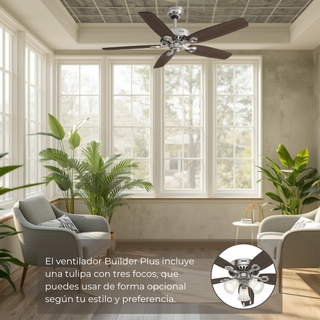 Ventilador de Techo Builder Plus 52" Con Luz
