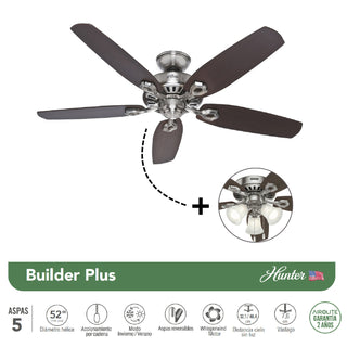 Ventilador de Techo Builder Plus 52" Con Luz