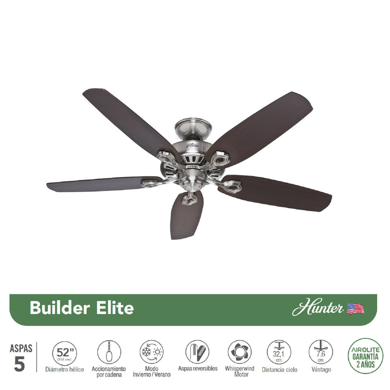 Ventilador de Techo Hunter Builder´s Elite 52”