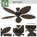 Ventilador De Techo Hunter Bayview 54"