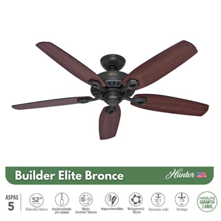 VENTILADOR DE TECHO HUNTER BUILDER ELITE BRONCE ENVEJECIDO 52