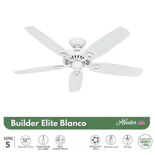 PACK X2 VENTILADOR DE TECHO HUNTER BUILDER ELITE BLANCO 52