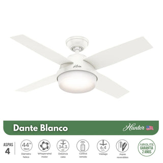 PACK X2 VENTILADOR DE TECHO HUNTER DANTE BLANCO 44