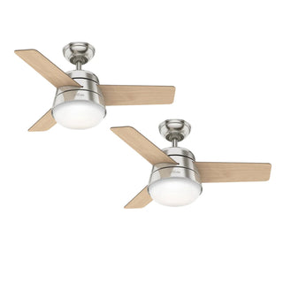 Pack 2 Ventilador Techo Hunter Finley 36 Silencioso Niquel