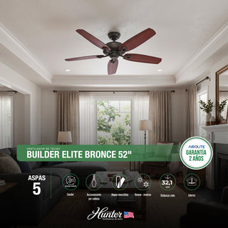 VENTILADOR DE TECHO HUNTER BUILDER ELITE BRONCE ENVEJECIDO 52