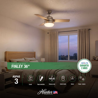 Pack 2 Ventilador Techo Hunter Finley 36 Silencioso Niquel