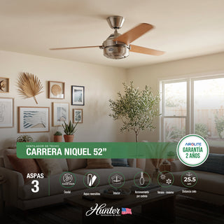 PACK X2 VENTILADOR DE TECHO HUNTER CARRERA NIQUEL 52